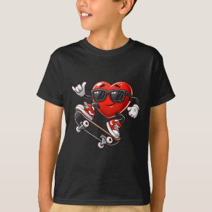 Red Heart Skateboarding Valentines Day Toddler Kid T-Shirt