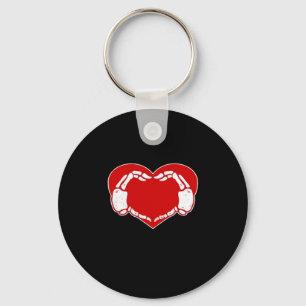 Red Heart Skeleton Hands Classic Design Keychain