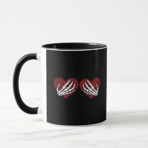 Red Heart Skeleton Hands Classic Design Mug