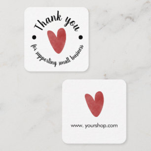 Red Heart Small Business Thank You Insert Card