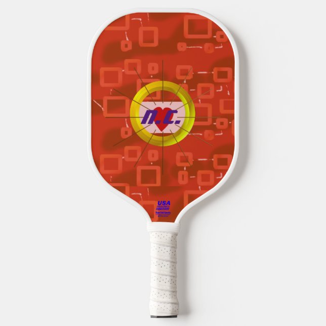 Red Heart Squares Pickleball Paddle (Front)