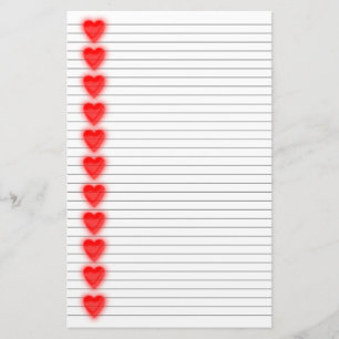 Red Heart Stationery - optional Lines