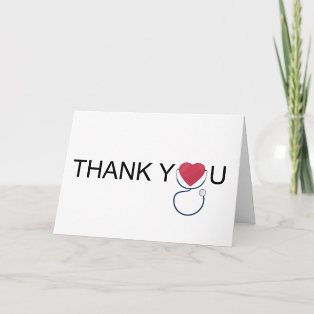 Red Heart Stethoscope Nurse Thank You Card (Front)