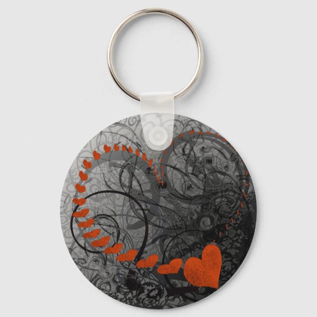 Red Heart Swirls Keychain (Front)
