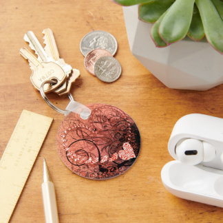 Red Heart Swirls Keychain