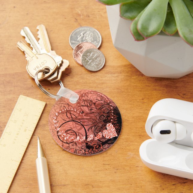 Red Heart Swirls Keychain (Desk)