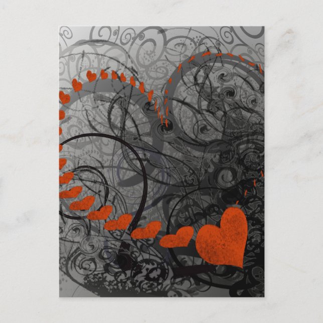 Red Heart Swirls Postcard (Front)