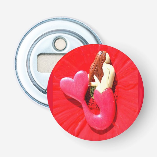 red heart-tail mermaid bottle opener (Front)