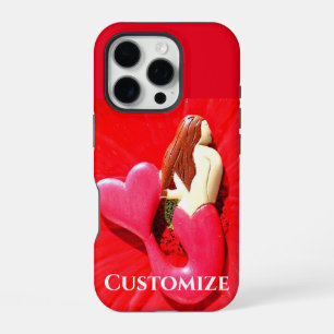 red heart-tailed mermaid iPhone 16 pro case
