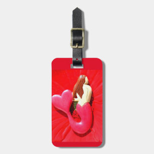 red heart-tailed mermaid luggage tag