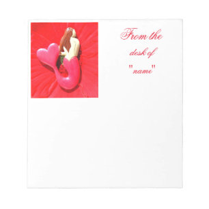 red heart-tailed mermaid notepad