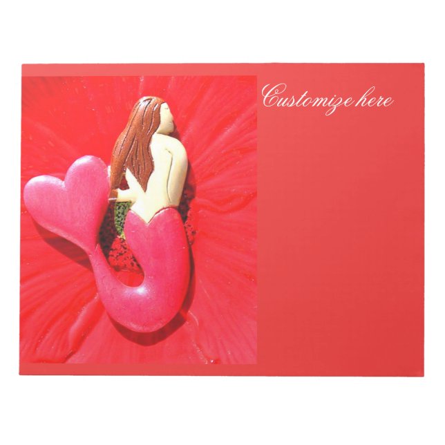 red heart-tailed mermaid notepad (Front)