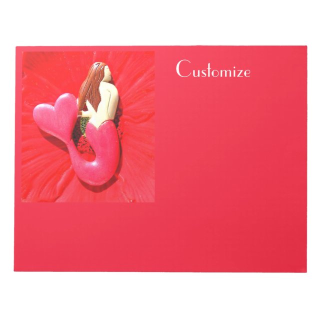 Red heart-tailed mermaid Thunder_Cove Notepad (Front)