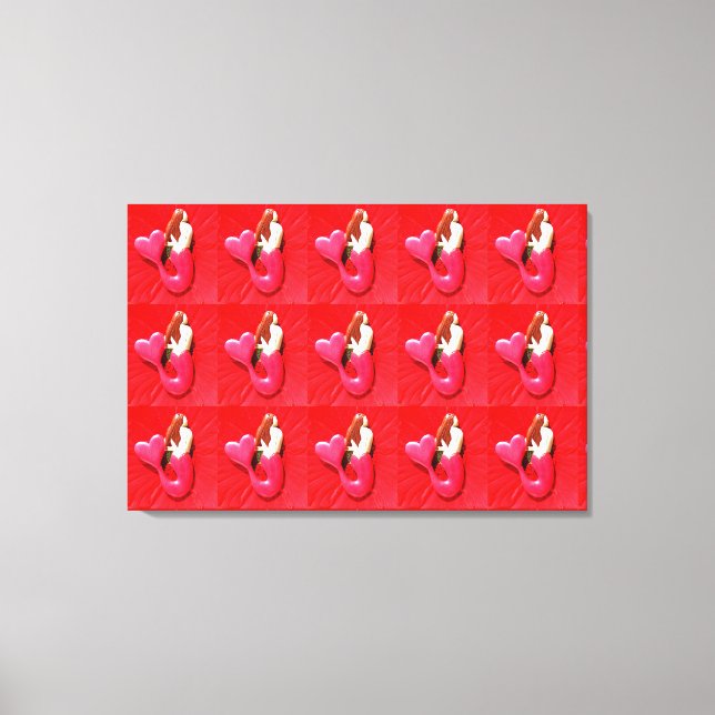 red heart-tailed mermaids canvas print (Front)