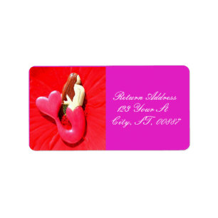 red heart-tailed mermaids label