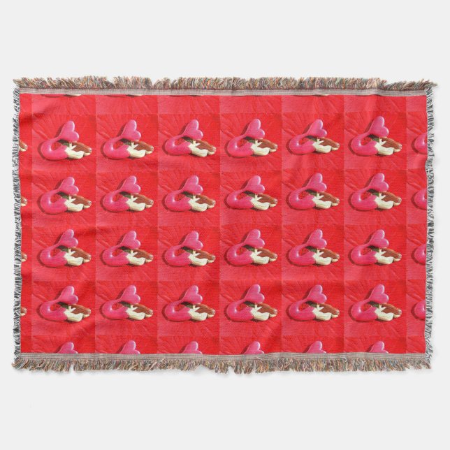 red heart-tailed mermaids throw blanket (Front)