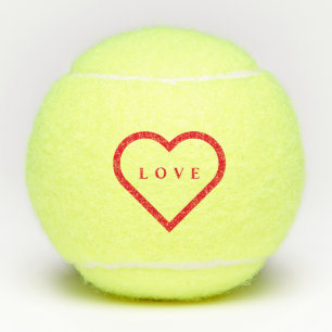 Red Heart Tennis Balls Gift with Love Text