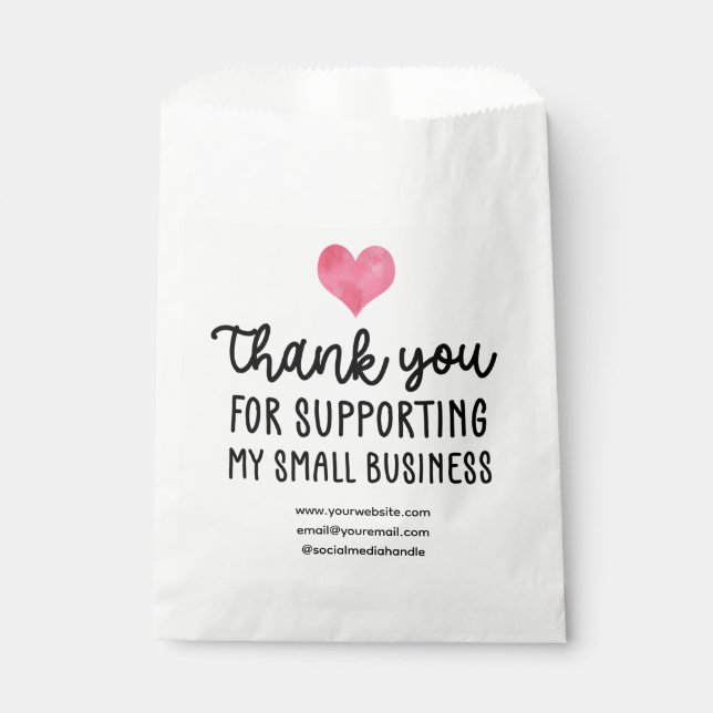 Red Heart Thank You Supporting Small Business Favour Bag (Front)