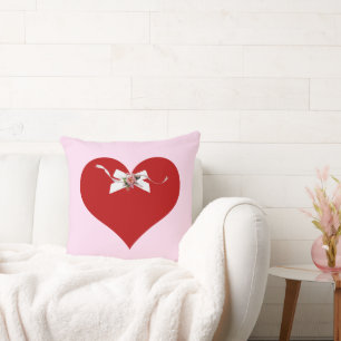 Red Heart Throw Pillow
