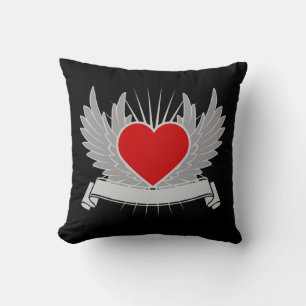 Red heart throw pillow