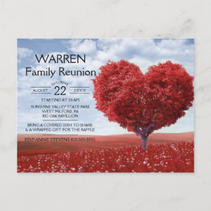 Red Heart Tree Family Reunion Announcement Postcard