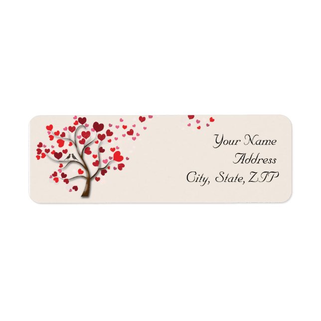 Red Heart Tree on Ivory Return Address (Front)