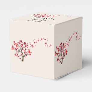 Red Heart Tree on Ivory Wedding Favour Box