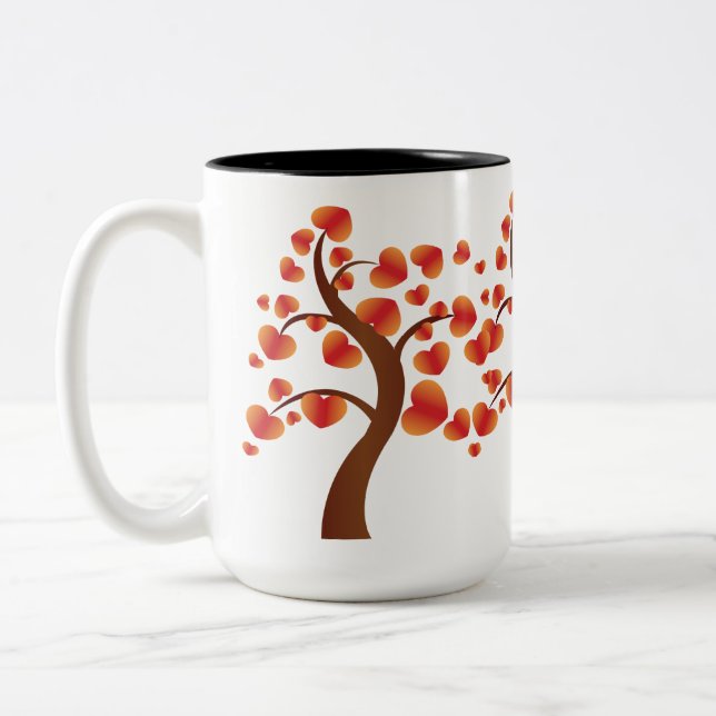 Red Heart Tree Two-Tone Coffee Mug (Left)