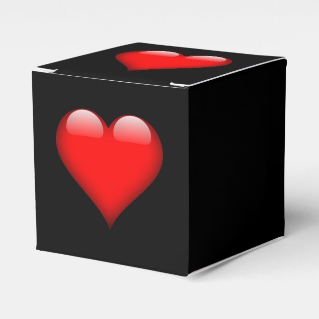 Red Heart Trendy Love Wedding Favor Box (Front Side)