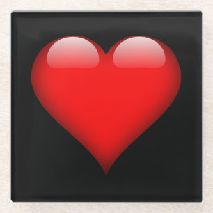 Red Heart Trendy Love Wedding Glass Coaster