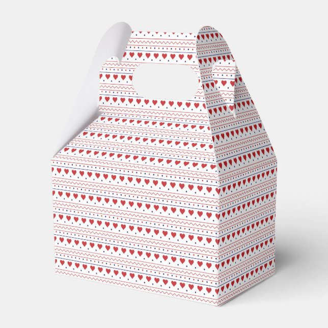 Red heart valentine love pattern favor box (Front Side)