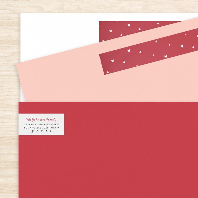 Red Heart Valentine Return Address Wrap Around Label (Creator Uploaded)