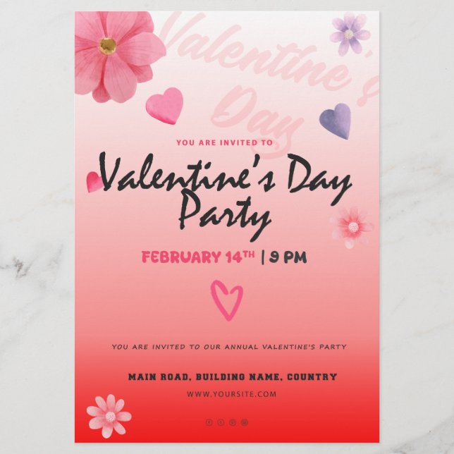 red heart valentine's day flyers (Front)