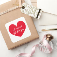 Red heart Valentine's day gift stickers