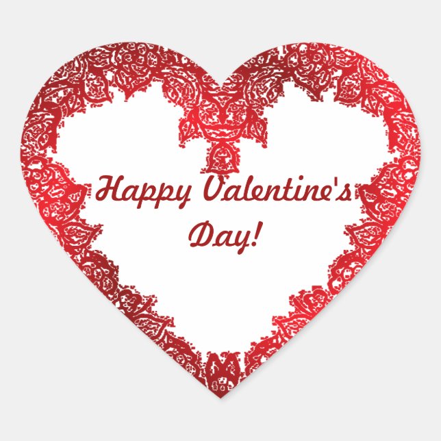 Red heart Valentine's day Heart Sticker (Front)