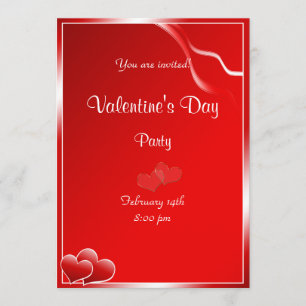 Red heart Valentine's Day Party Invitation
