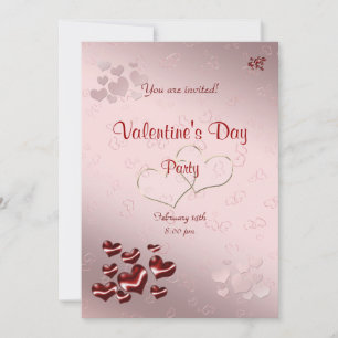 Red heart Valentine's Day Party invitation