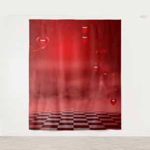 Red Heart Valentine's Day Photo Backdrop  Tapestry