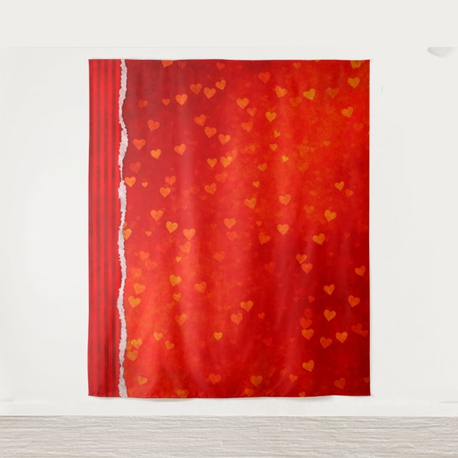 Red Heart Valentine's Day Photo BackdropTapestry Tapestry (Front)