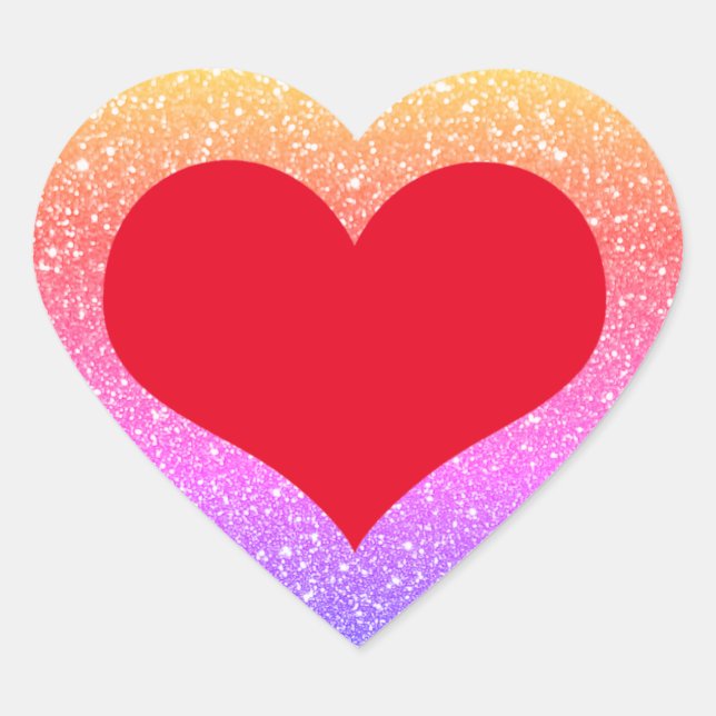 Red Heart Valentine's Day Pink Rose Gold Glitter Heart Sticker (Front)