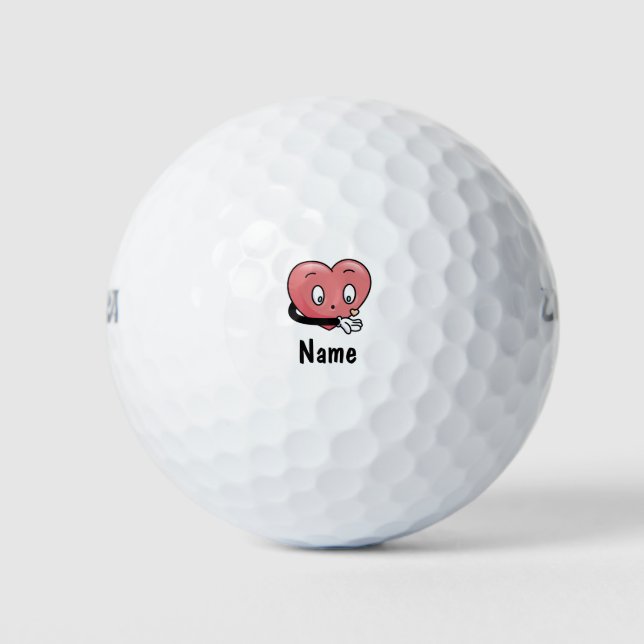 Red heart  Valentine's Day to golfer Golf Balls (Front)