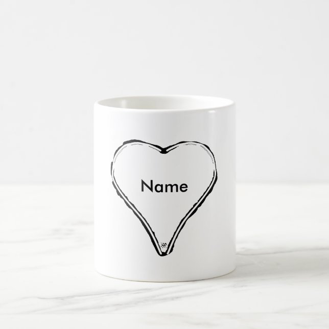 Red heart waiting for a name coffee mug (Center)