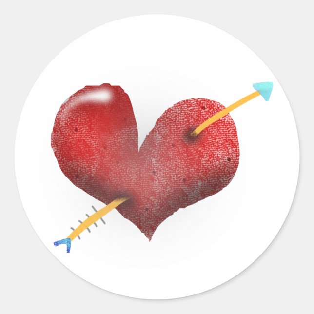Red Heart Wedding Classic Round Sticker (Front)