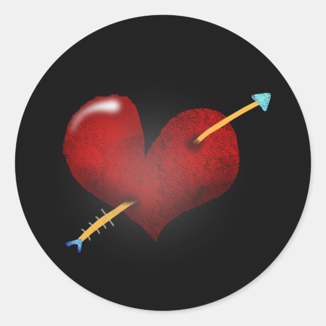 Red Heart Wedding Classic Round Sticker (Front)