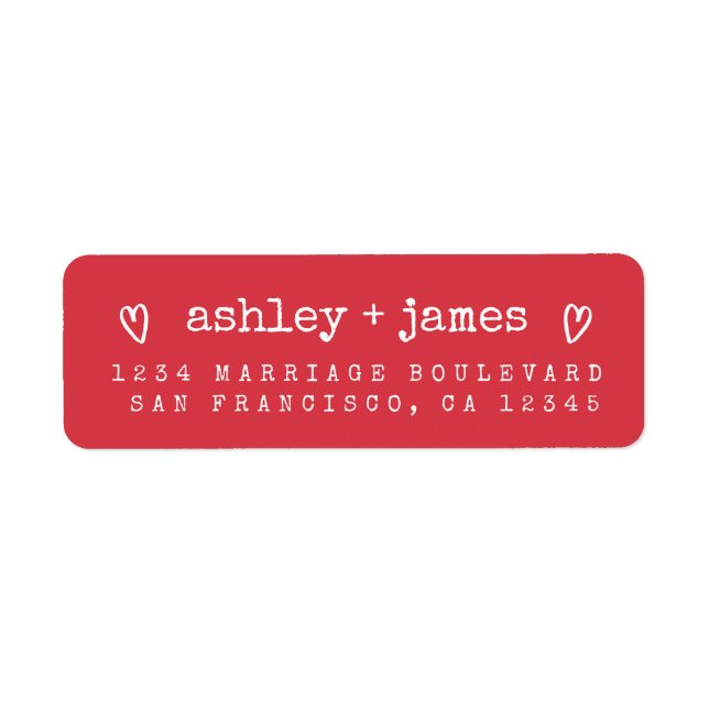 Red Heart Wedding Return Address (Front)