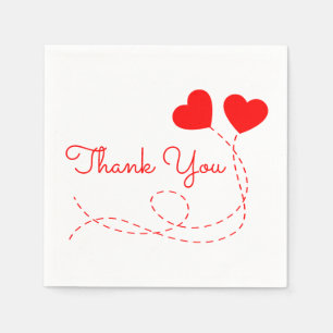 Red Heart Wedding Thank You Balloons Bridal Shower Napkin