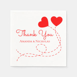 Red Heart Wedding Thank You Balloons Bridal Shower Napkin