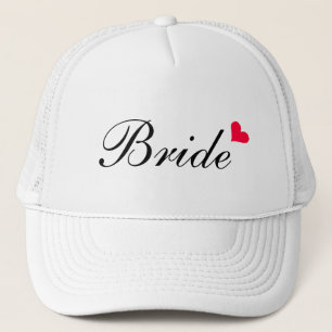 Red Heart White Customizable Bride Hat