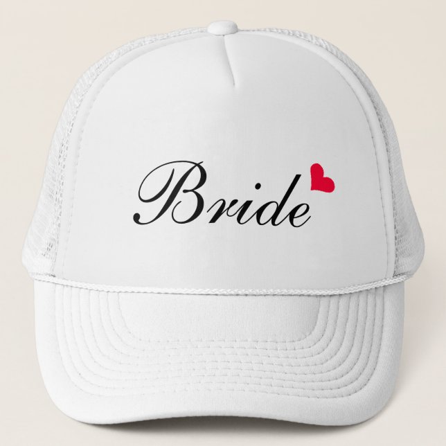 Red Heart White  Customizable Bride Hat (Front)