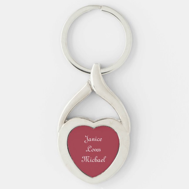RED HEART/WHITE PRINT/PERSONALIZE THIS HEART KEYCH KEYCHAIN (Front)